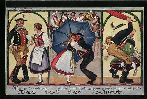 Künstler-AK Hans Boettcher: Des ist der Schwob