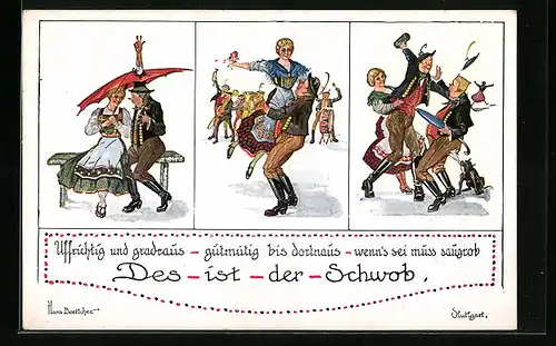 Künstler-AK Hans Boettcher: Des ist der Schwob