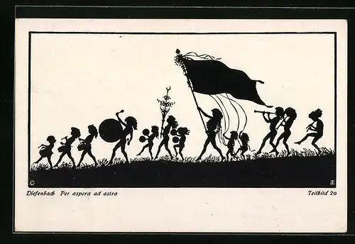 Künstler-AK Diefenbach: Scherenschnitt, Per aspera ad astra, Teilbild 20