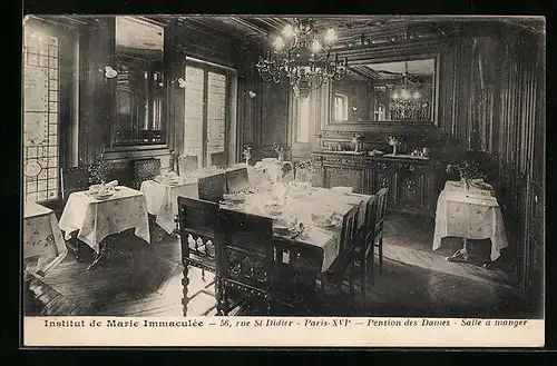 AK Paris, Institut de Marie Immaculée, 56, Rue St-Didier, Pension des Dames, Salla à manger