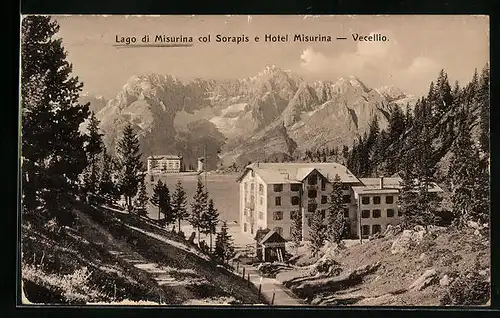AK Vecellio, Lago di Misurina col Sorapis e Hotel Misurina