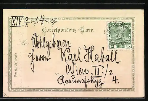 Lithographie Gossensass, Teilansicht mit Bergen