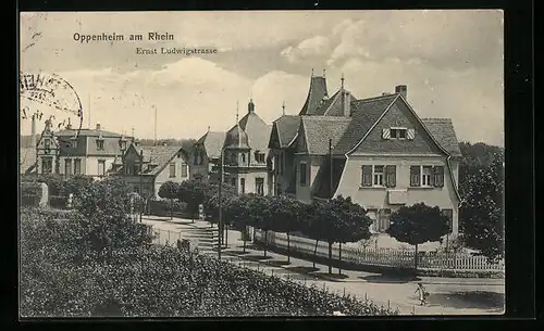 AK Oppenheim a. Rh., Blick in die Ernst-Ludwigstrasse