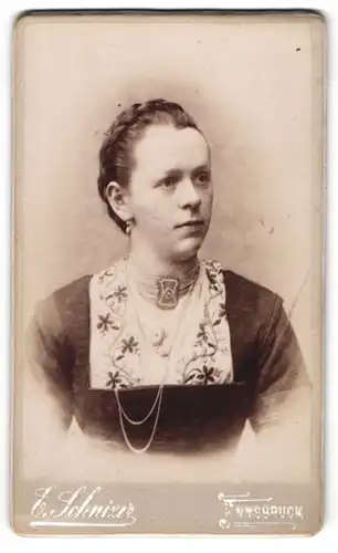 Fotografie Emil Schnizer, Innsbruck, Landhausstr. 7, Portrait schönes Fräulein mit Flechtzopf