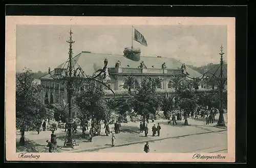 AK Hamburg-Neustadt, Pasanten am Alsterpavillon