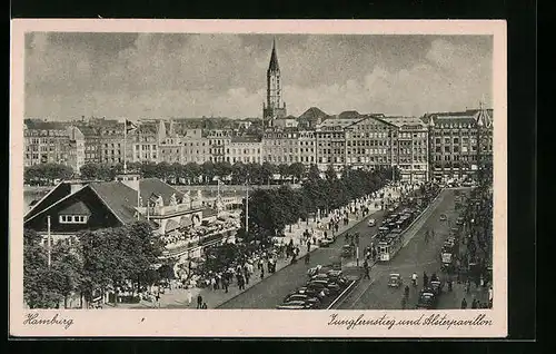 AK Hamburg-Neustadt, Jungfernstieg und Alsterpavillon