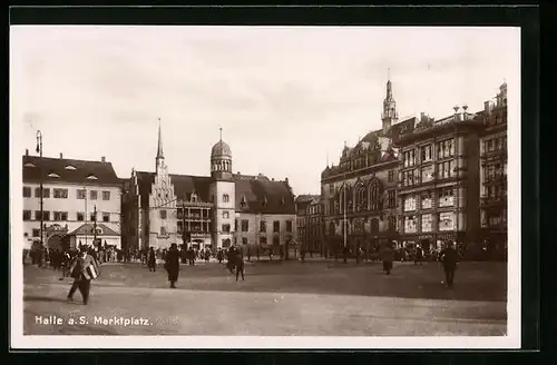 AK Halle a. Saale, das Rathaus auf dem Marktplatz