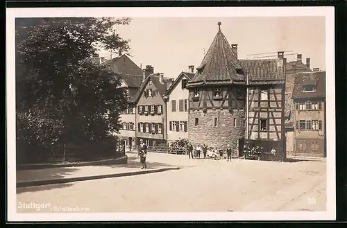 AK Stuttgart, Kinder vor dem Schellenturm