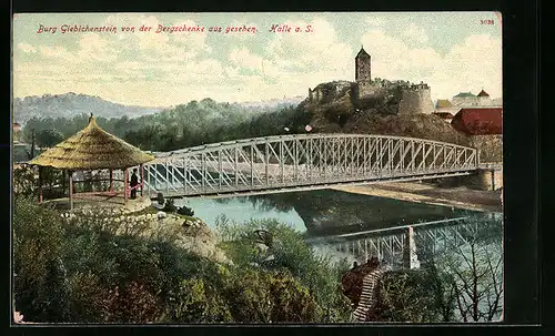 AK Halle a. S., Burg Giebichenstein von der Bergschänke aus gesehen