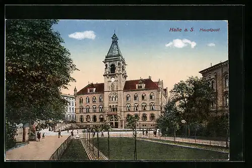 AK Halle a. S., Fassade der Hauptpost