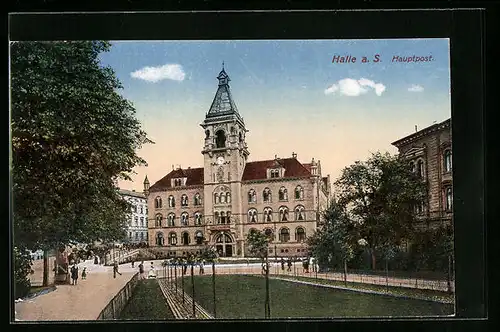AK Halle a. S., Vorderansicht der Hauptpost