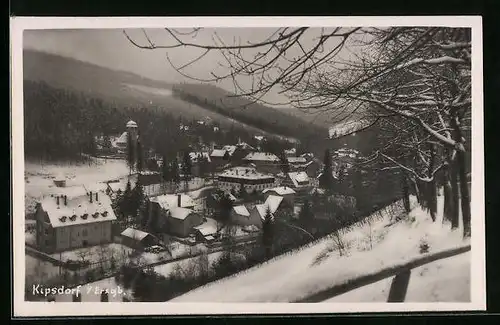 AK Kipsdorf im Erzgeb., Blick auf den eingeschneiten Ort