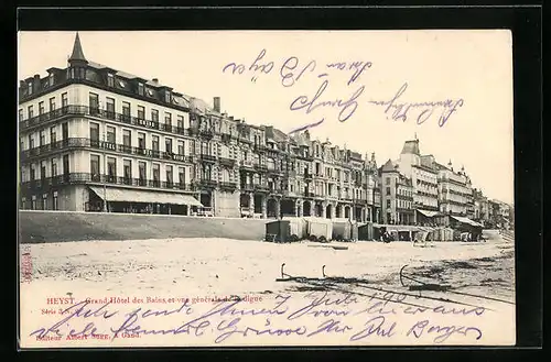 AK Heyst, Grand Hotel des Bains et vue generale de la digue