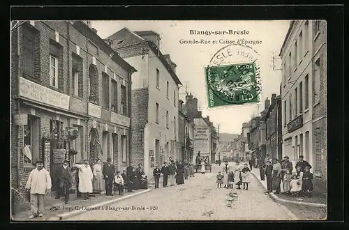 AK Blangy-sur-Bresle, Grande Rue et Caisse d`Epargne