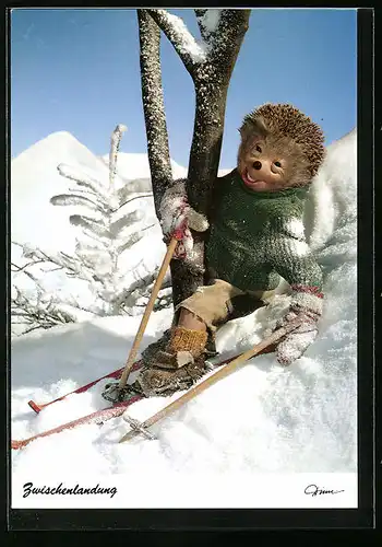 AK Mecki fährt beim Skifahren gegen einen Baum