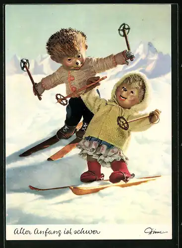 AK Mecki lernt mit der Freundin Skifahren