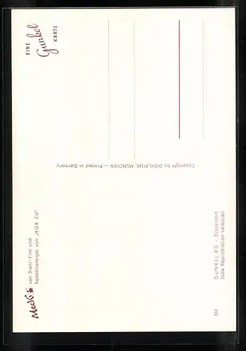 AK Mecki gratuliert mit Blumen auf dem Arm