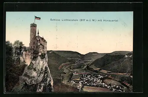 AK Schloss Lichtenstein, Blick auf das Honauertal