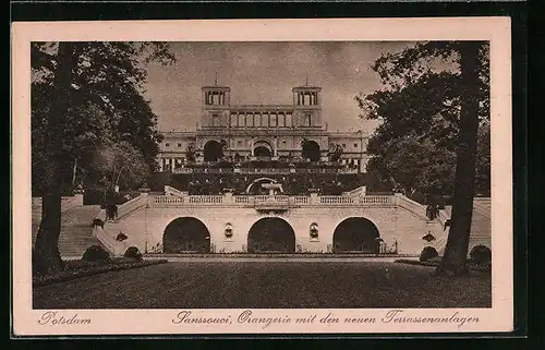 AK Potsdam, Schloss Sanssouci, Orangerie mit den neuen Terrassenanlagen