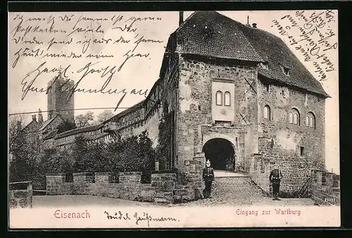 AK Eisenach, die Wartburg, Wachen am Eingang