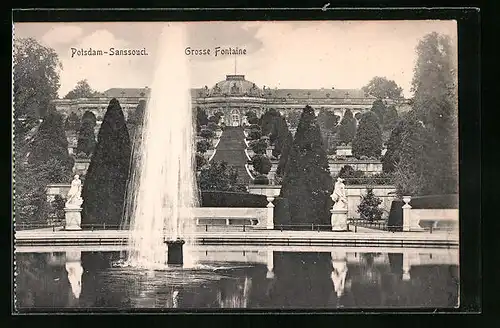 AK Potsdam, Schloss Sanssouci, an der Grossen Fontaine