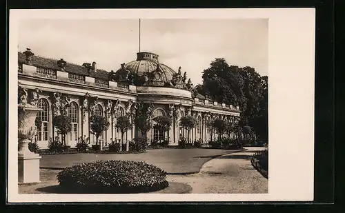 AK Potsdam, Schloss Sanssouci, Ansicht vom Garten aus