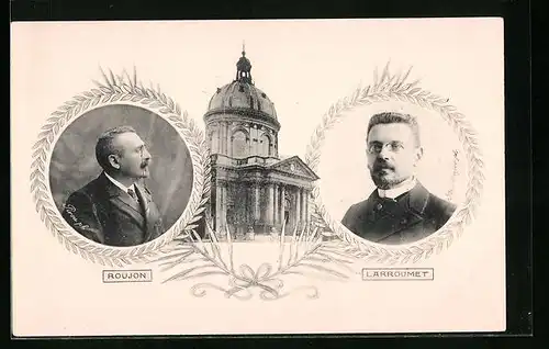 AK Roujon und Larroumet, die Dichter im Portrait