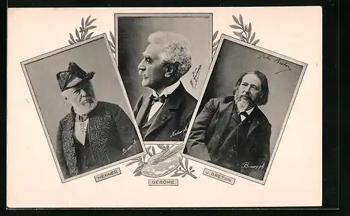 AK Henner, Gerome, J. Breton, Dichter im Portrait
