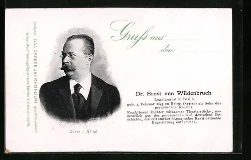 AK Dr. Ernst von Wildenbruch, Portrait des Dichters