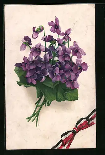 AK Strauss Veilchen mit Reichsfarben