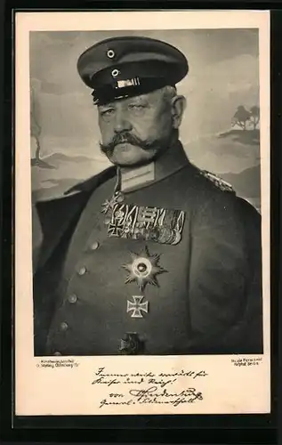 AK Paul von Hindenburg, der Reichsfeldmarschall in Uniform mit Orden