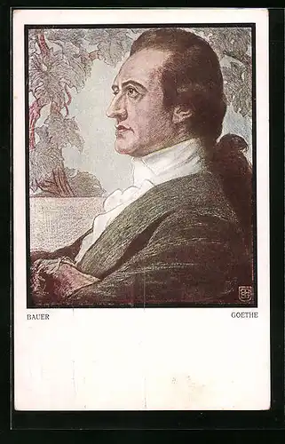Künstler-AK Johann Wolfgang v. Goethe, seitliche Darstellung des Dichters