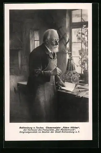 AK Rothenburg o. Tauber, Glasmeister Adam Hörber in seiner Werkstatt