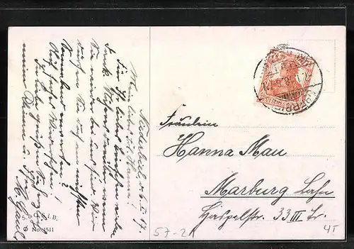 Künstler-AK Stiefmütterchen, Korb voller Blüten