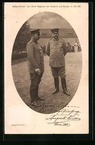 AK Paul von Hindenburg, der Generalfeldmarschall und der Kaiser, aufgenommen im Juli 1915