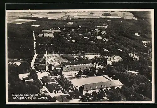 AK Königsbrück i. S., Truppen-Übungsplatz aus der Vogelschau