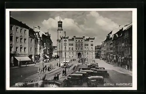AK Zittau, Blick zum Marktplatz