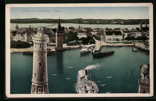 AK Lindau i. Bodensee, Blick zum Hafen
