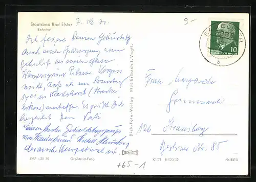 AK Bad Elster, Bahnhof mit Passagieren