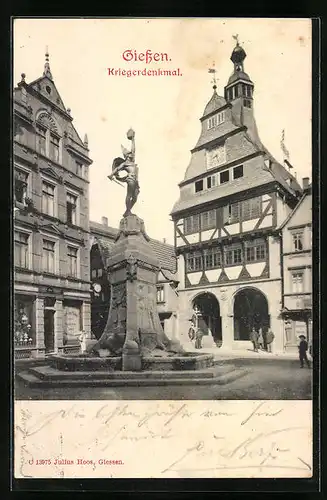 AK Giessen, Geschäft und Kriegerdenkmal