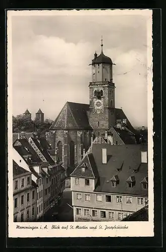 AK Memmingen i. A., Blick auf St. Martin und St. Josephskirche