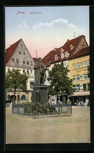 AK Jena, Hahnfried mit Cafe und Geschäft