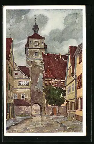 Künstler-AK Rothenburg o. T., Weisser Turm