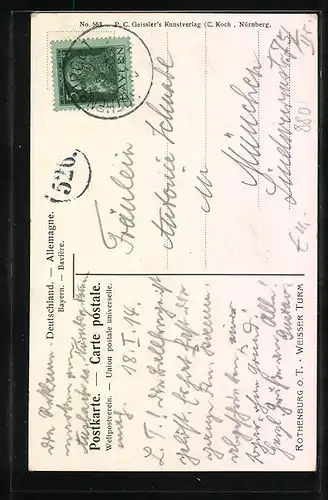 Künstler-AK Rothenburg o. T., Weisser Turm