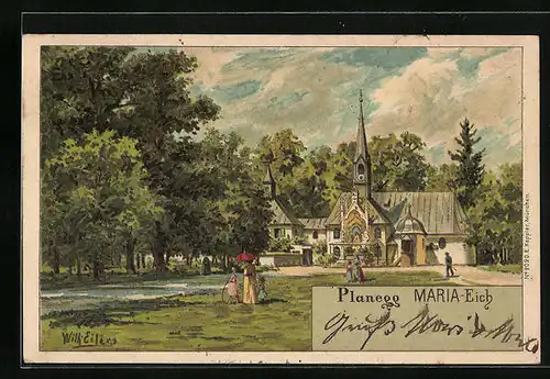 Künstler-AK Planegg, Kirche Maria-Eich