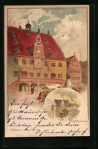 Künstler-AK Heilbronn, Rathaus & Käthchenhaus