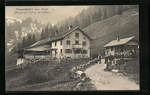 AK Immenstadt i. bayr. Allgäu, Gasthof Almagmach am Stuiben