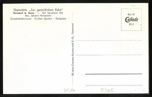 AK Roisdorf b. Bonn, Gasthaus Zur gemütlichen Ecke