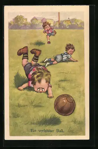 AK Ein verfehlter Ball, Jungen spielen Fussball