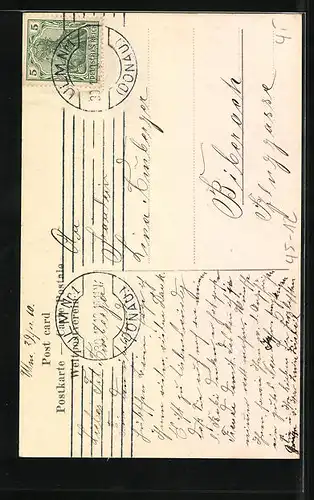 AK Kleiner Junge mit Paket und Schlitten im Winter, Neujahrsgruss